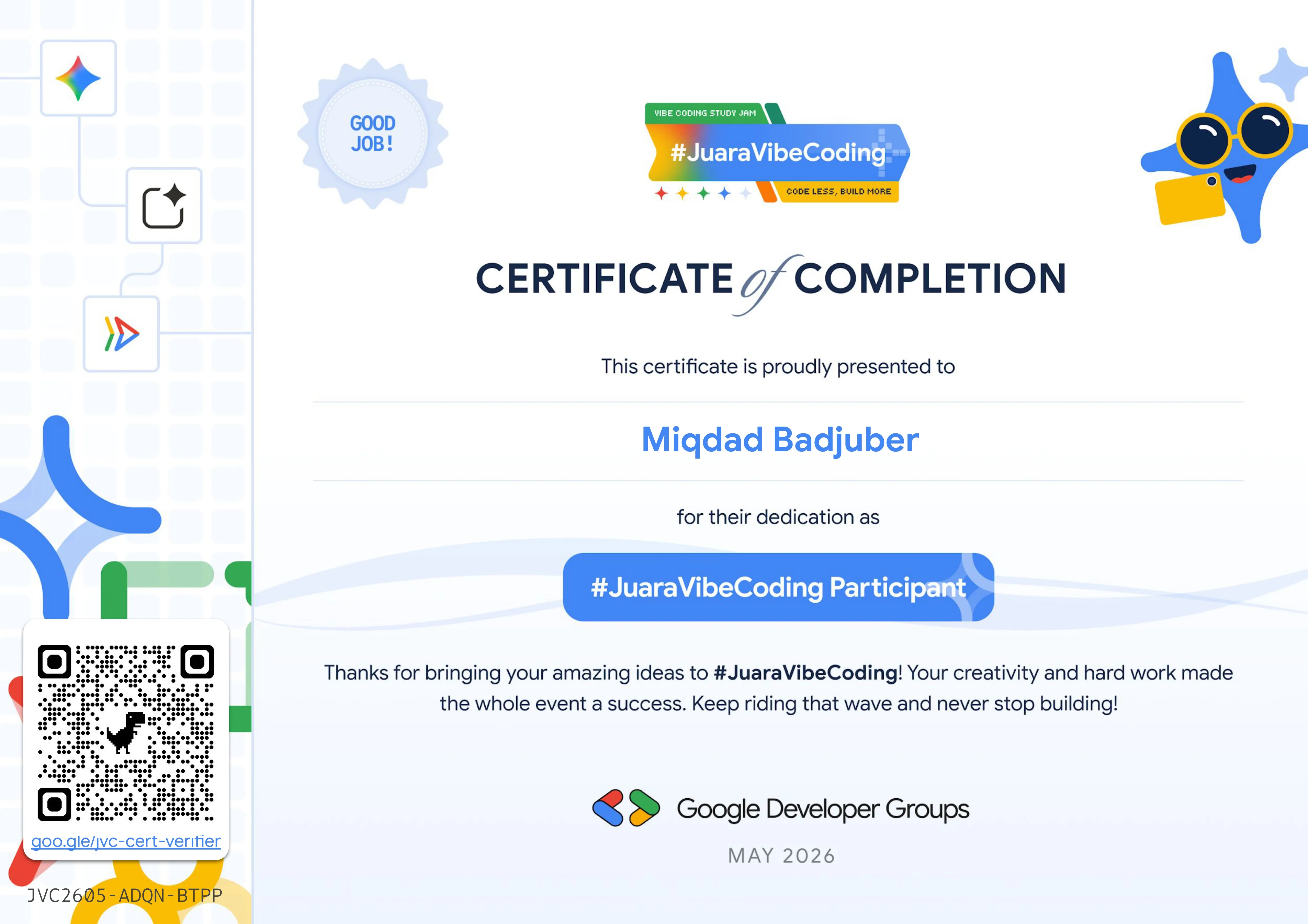 Certificate Juara Vibe Coding competition